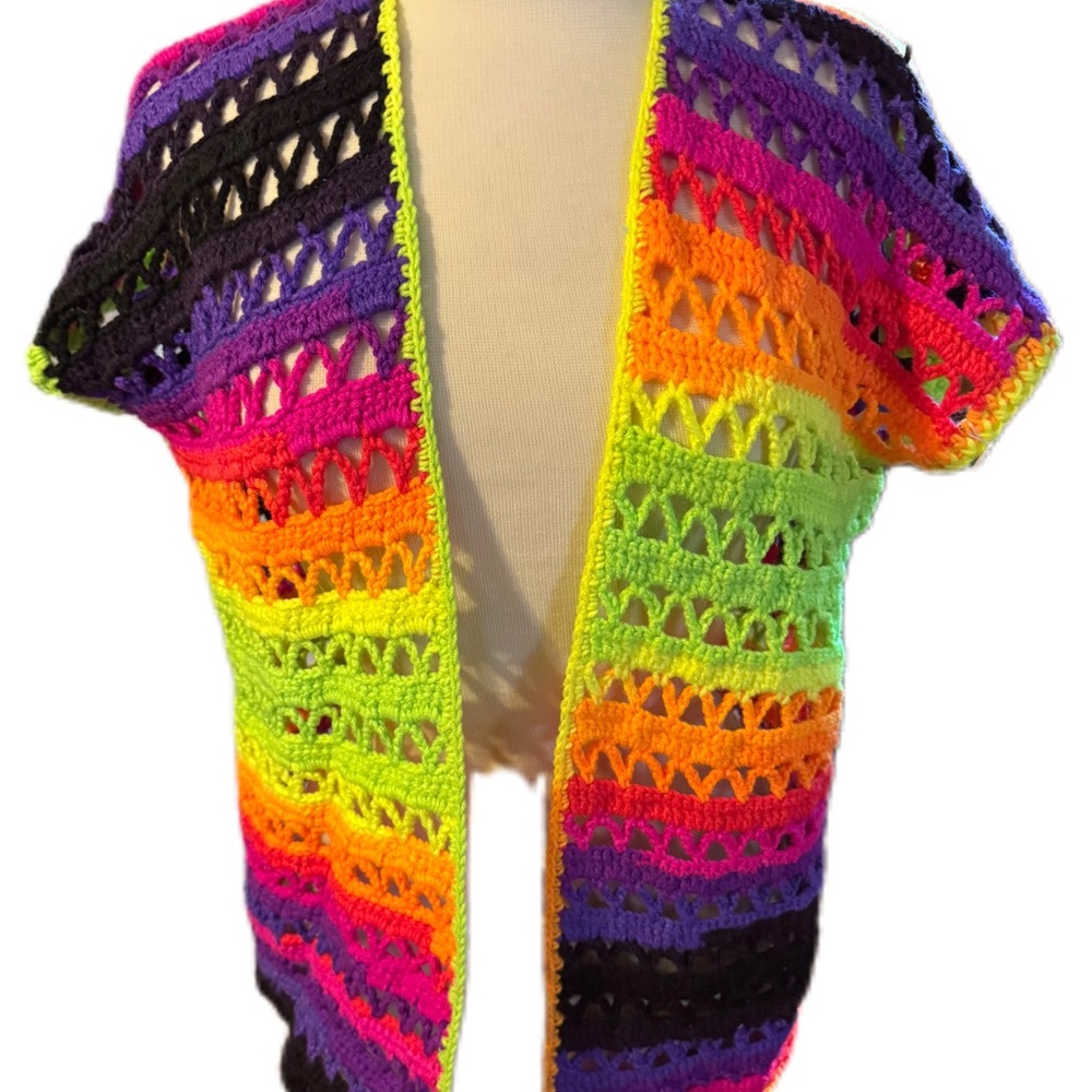 Handmade Multicolor Open-Crochet Women's Summer Sweater